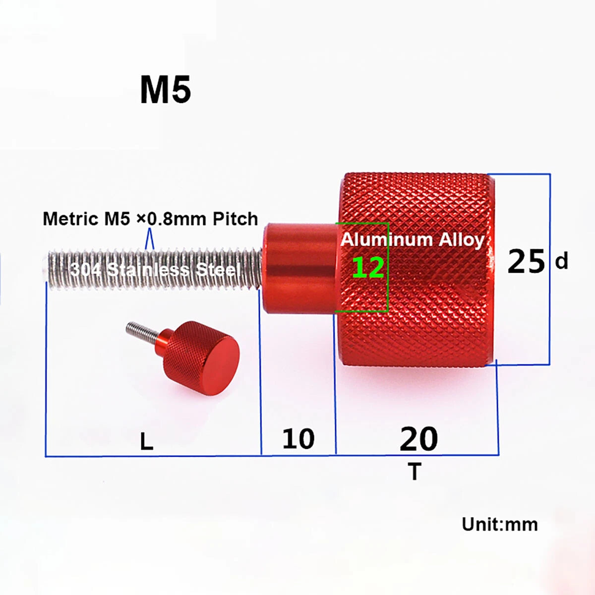 M5 M6 Aluminium Knurled High Thumb Screws Stainless Steel Hand Grip Knob Bolts