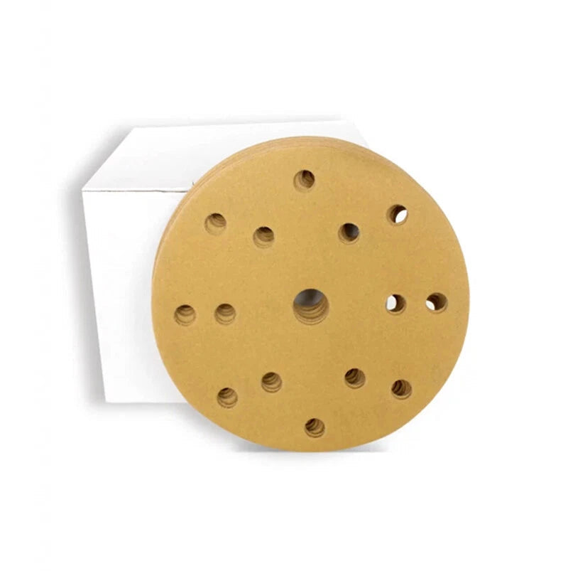 6" 150mm 15 Hole Yellow Sandpaper Wet And Dry Sanding Discs Pads 40-1000 Grit