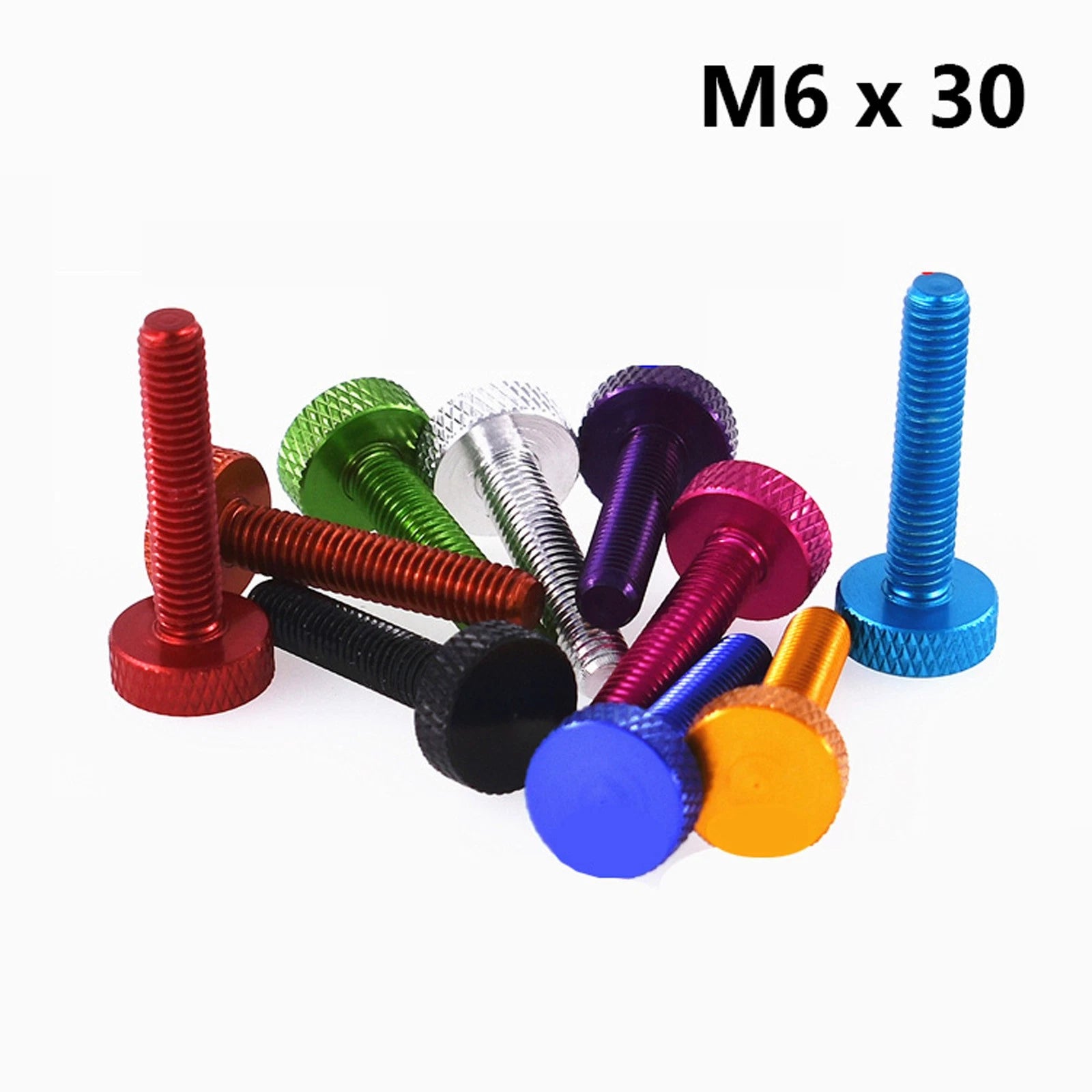 M6x30mm Knurled Thumb Screws Aluminum Alloy DIY Hand Tighten Grip Knob Bolts