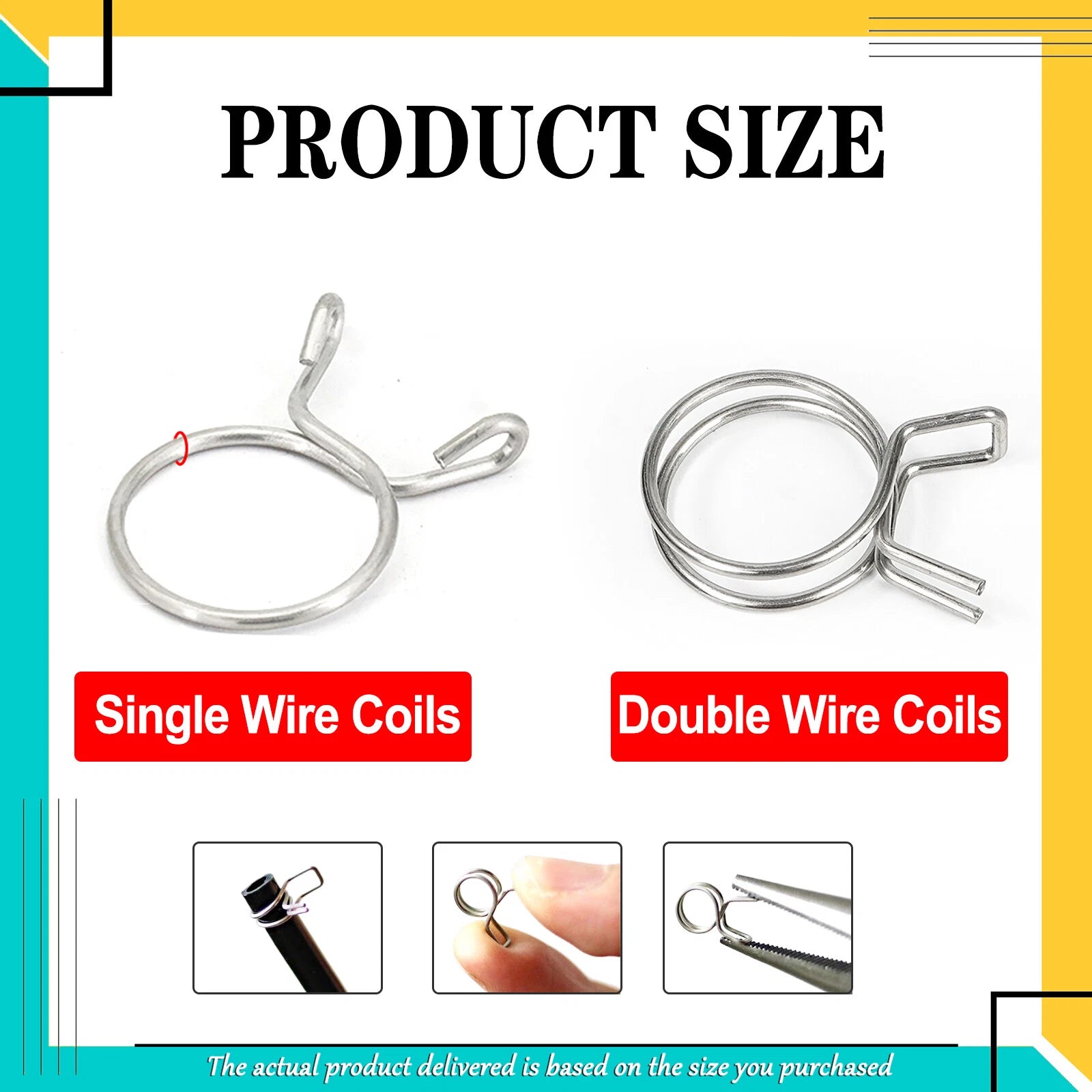 Single/Double Wire Spring Clips / Silicone Hose Pipe Air Fuel Band Tube Clamp