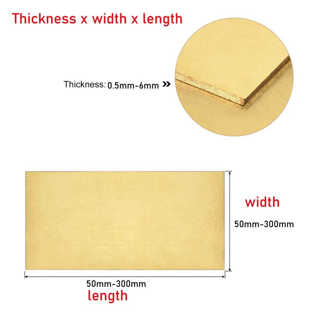 Brass Plate Sheet Thick 0.5/0.8/1/1.2/2/2.5mm-6mm Brass Metal Thin Sheet Plate
