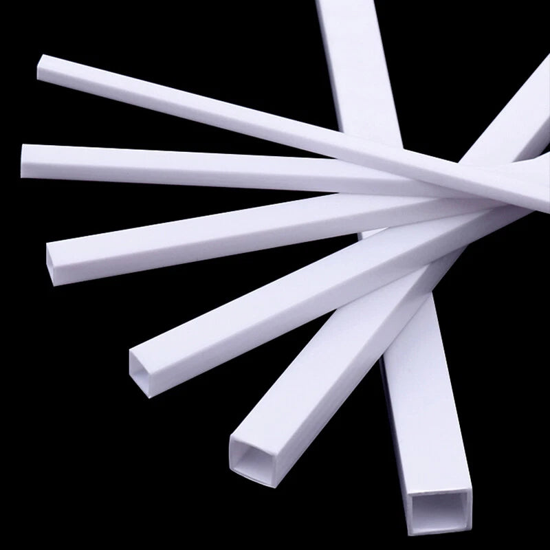 ABS White Square Tube Pipe 250mm — Plastic Styrene for Scale Models & DIY Crafts