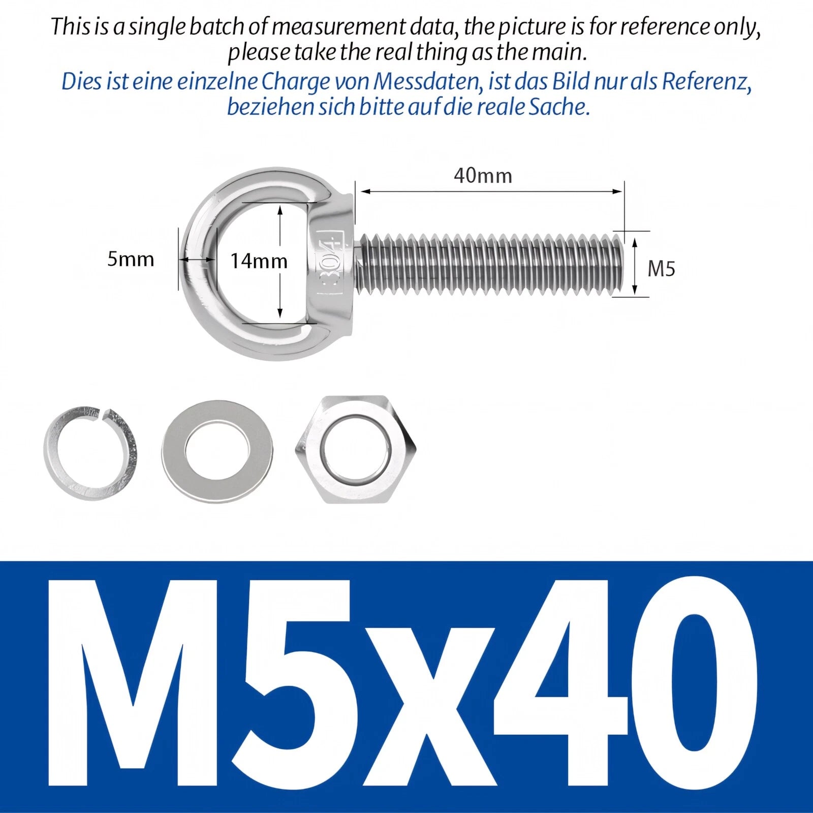M3 M4 M5 - M20 Eye Bolts Kit Screws Nut Washer Long Boat Stainless Steel A2 304