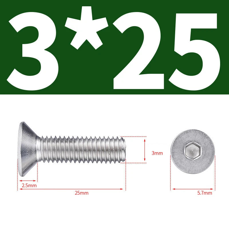 Allen Countersunk Head Screws V4A Steel Hexagon Socket Flat Head Machine Screw