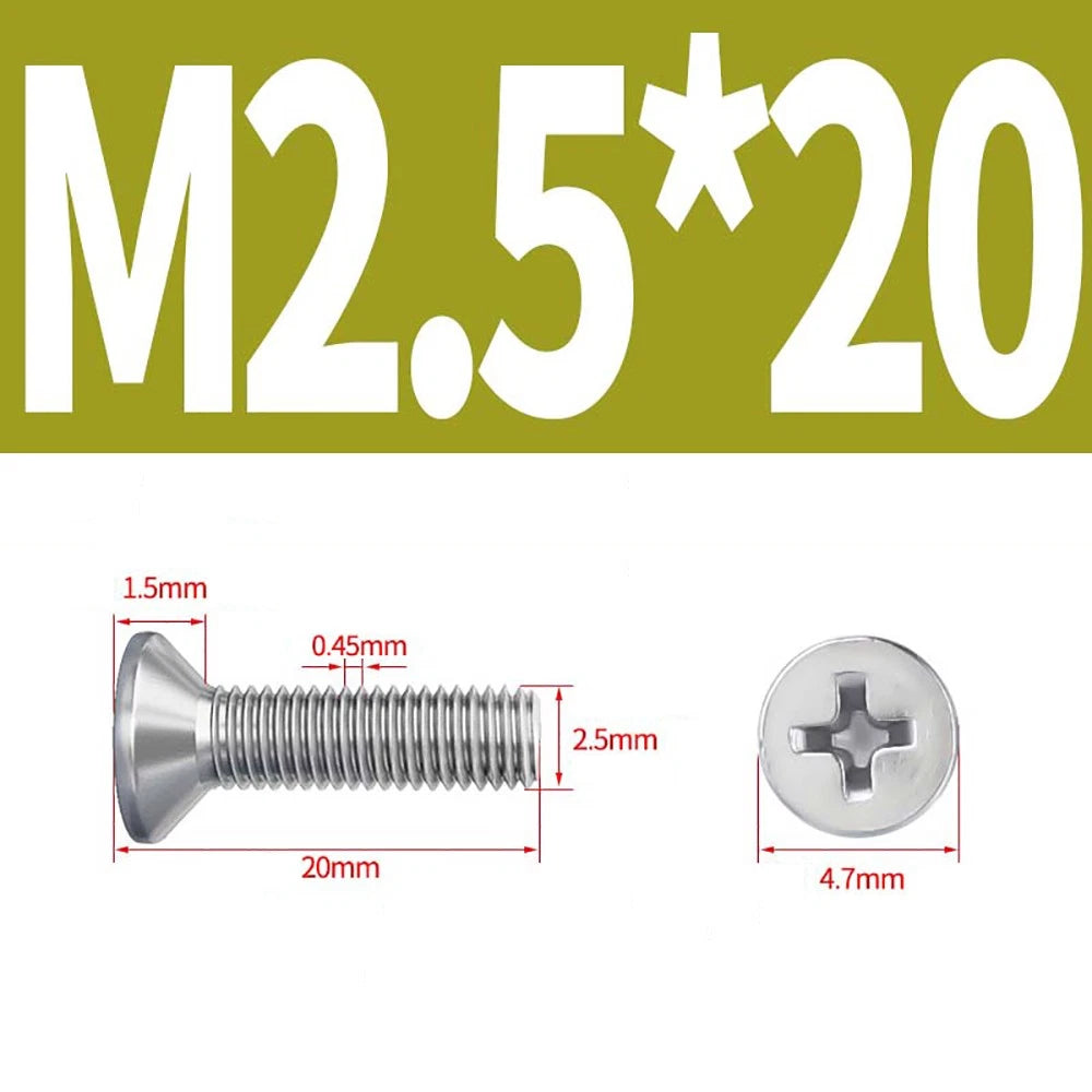 M2–M8 A4 Stainless Steel Phillips Countersunk Screws – Marine Grade, DIN 965, Fully Threaded (3–100mm)