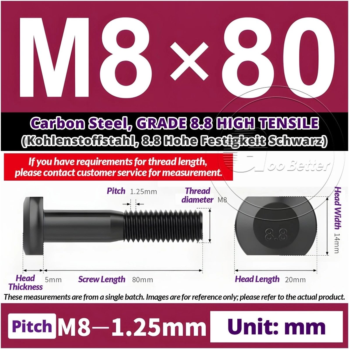T - Slot Bolts M6 to M20 | Grade 8.8 High Tensile | T - Track Bolts 16mm–500mm - HomeDIYer