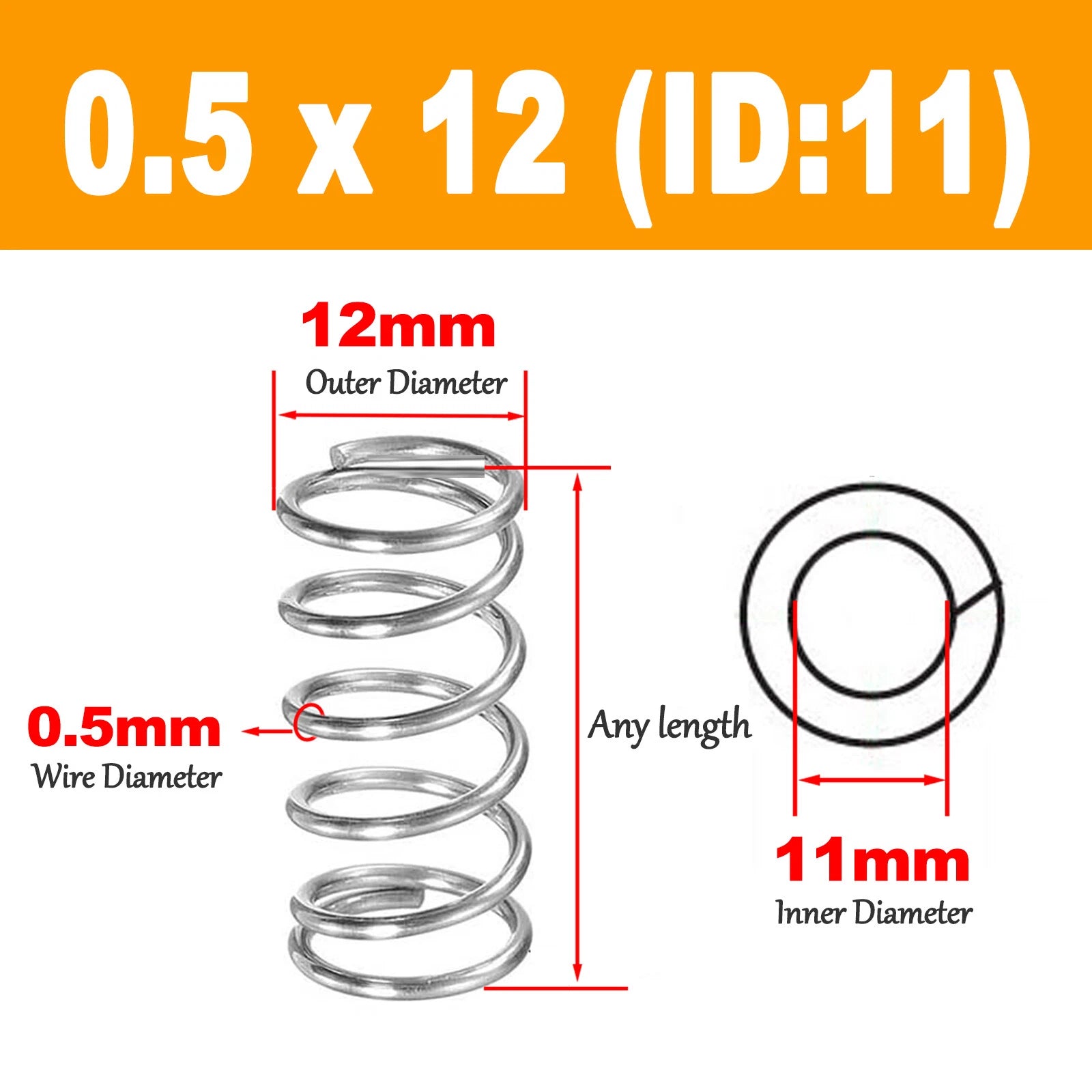 Compression Spring Various Size 3-12mm Diameter & 5-120mm Length Pressure Small