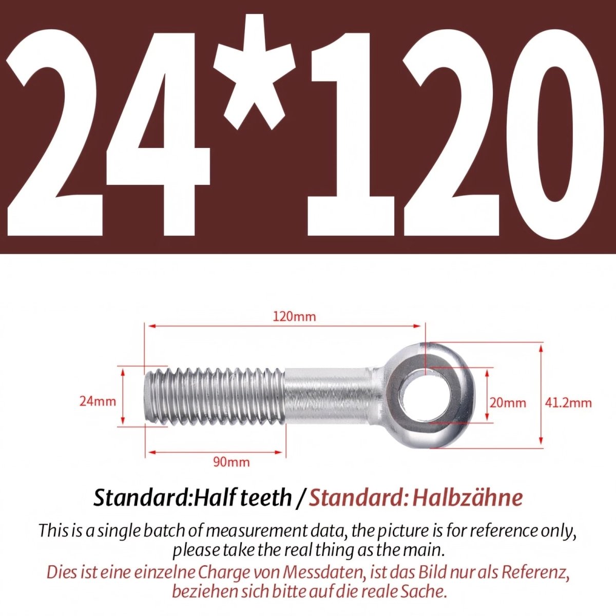 M20/M24 Stainless Steel A2 Eye Bolts – Threaded Ring for Catenary Wire & Hanging - HomeDIYer