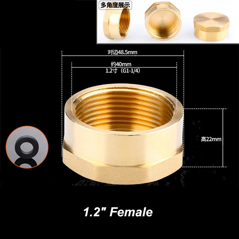 Brass BSP Blanking Cap Plug — 1/8" to 2" Male & Female Stop End with Washer