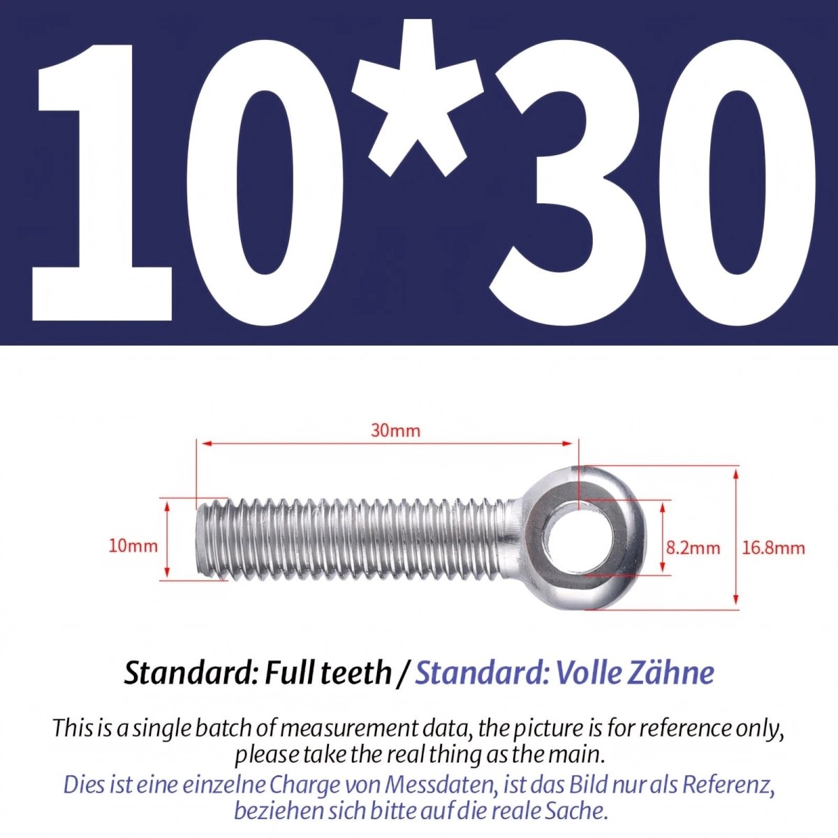 M8 M10 Stainless Steel Eye Bolts A2 — Threaded Ring Screws for Catenary Wire & Hanging - HomeDIYer