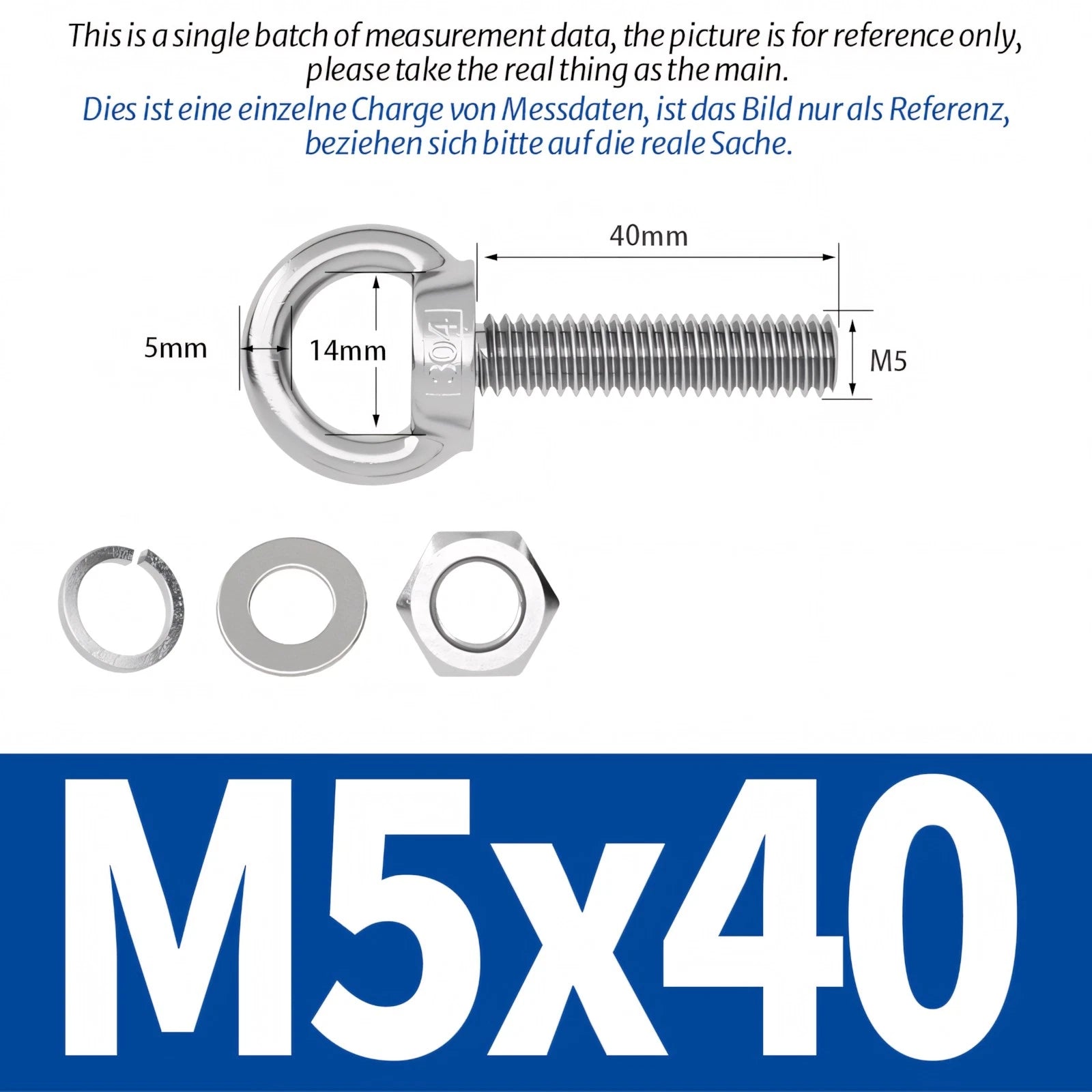 M3 M4 M5 M6 Eye Bolts Kit Screws Nut Washer Long Boat Stainless Steel A2 304