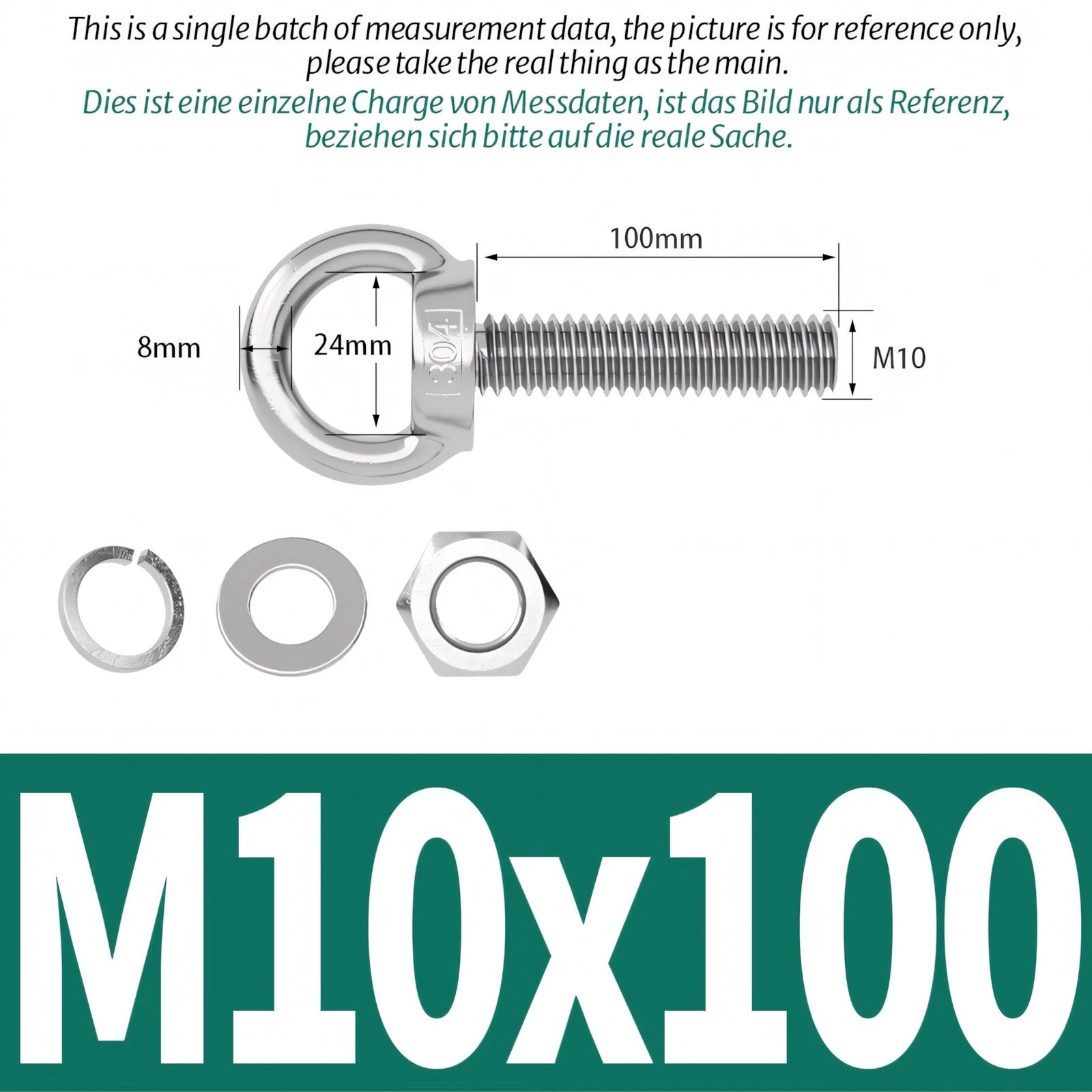 M8 M10 M12 Eye Bolts Kit Screws Nut Washer Long Boat Stainless Steel A2 304
