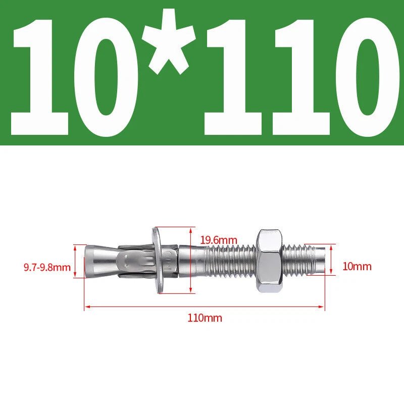 Stainless Steel Through Bolts – Wall Expansion Anchor Bolts M6 M8 M10 M12 M16 - HomeDIYer