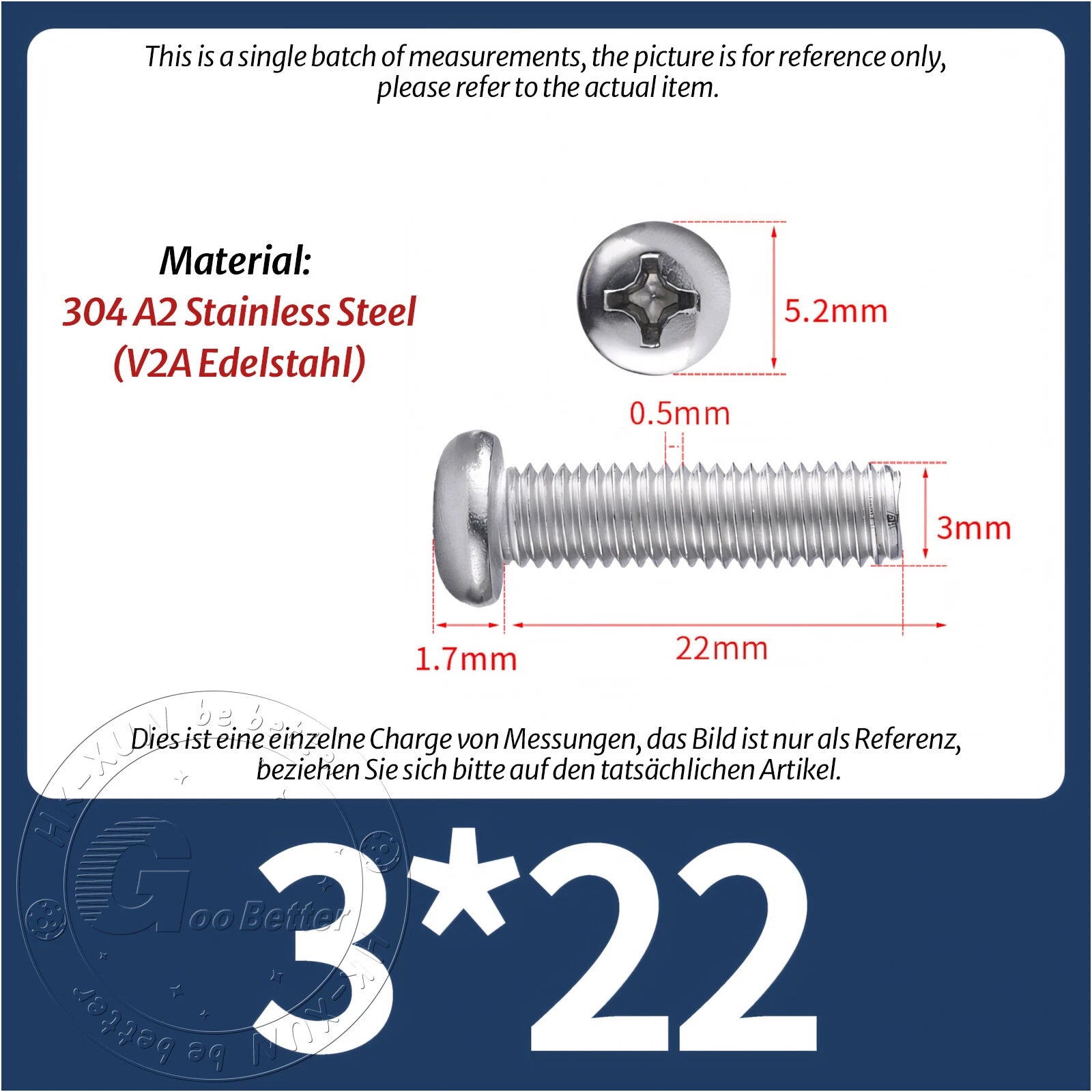 M3 M3.5 Phillips Pan Head Machine Screws – A2 Stainless Steel DIN 7985H (3–180mm Lengths)