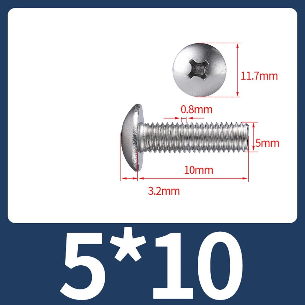 M4-M8 Phillips Truss Head Machine Screw Large Flat Head Screws Stainless Steel