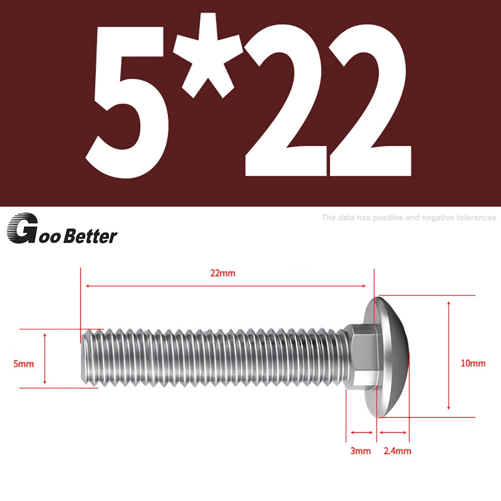 M4–M12 Carriage Bolts A2 Stainless Steel | Cup Square Neck Screws