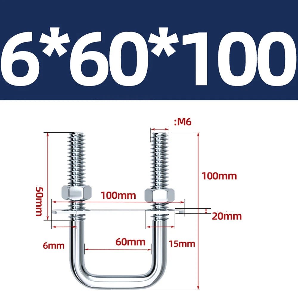 Square U - Bolts with Plate and Nuts – M6 M8 M10 M12 Zinc Plated, Trailer & Pipe Clamp Fasteners - HomeDIYer