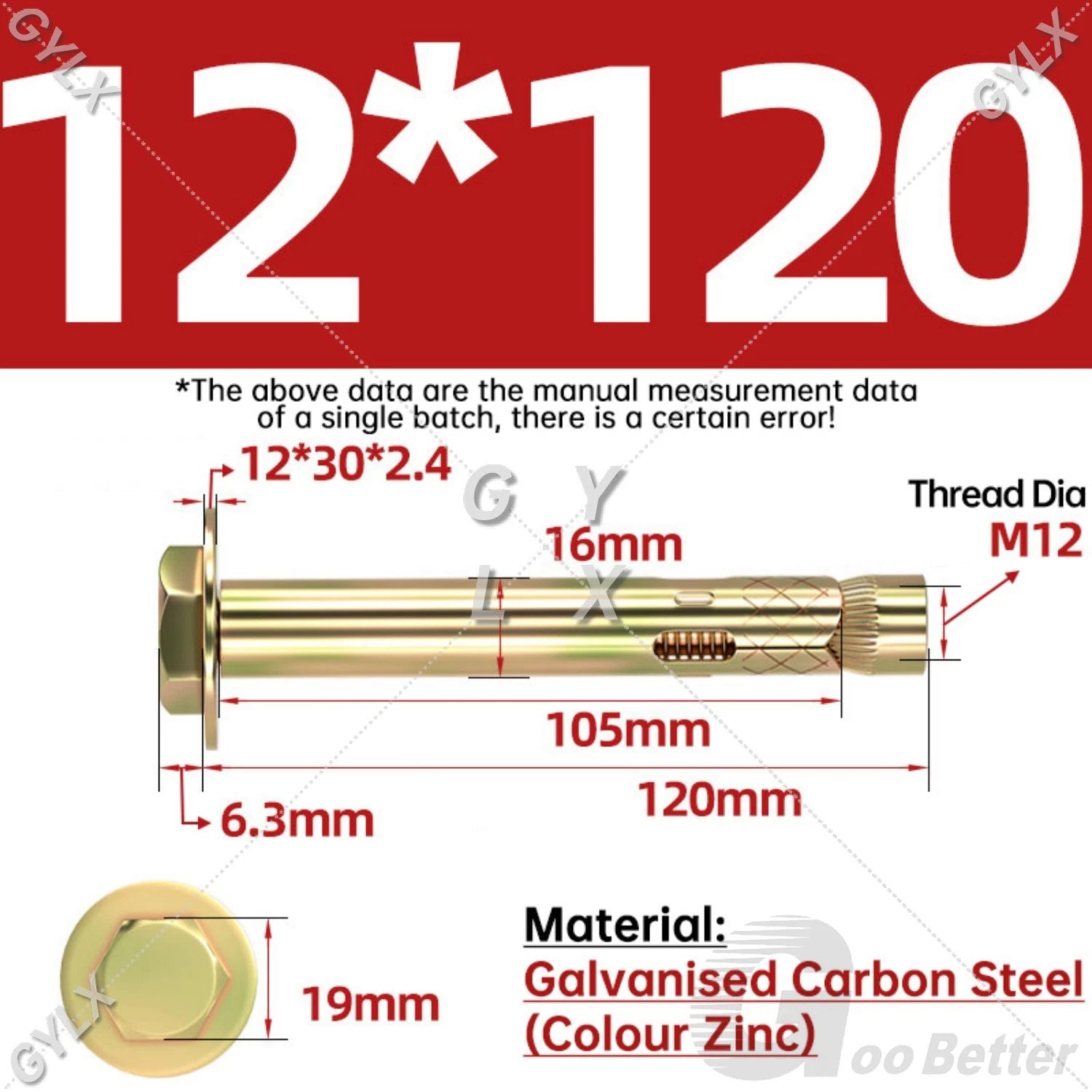 Sleeve Anchor Expansion Bolts for Masonry – Zinc Plated | M6 M8 M10 M12 M16