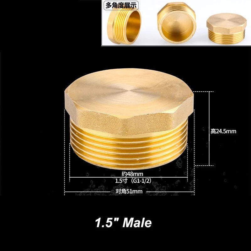 Brass BSP Blanking Cap Plug — 1/8" to 2" Male & Female Stop End with Washer