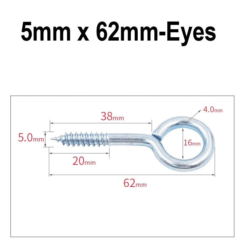 Screw-In Hooks & Eye Hooks — Galvanized, Nickel, Copper & Stainless, 1.1mm–8.6mm