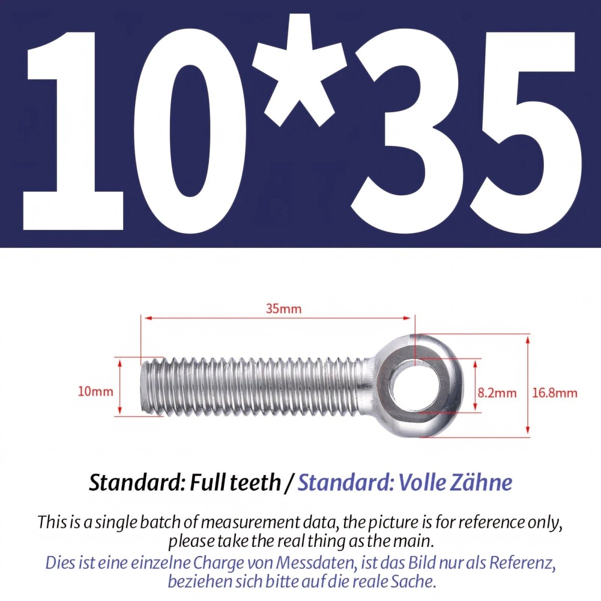 M8 M10 Stainless Steel Eye Bolts A2 — Threaded Ring Screws for Catenary Wire & Hanging - HomeDIYer