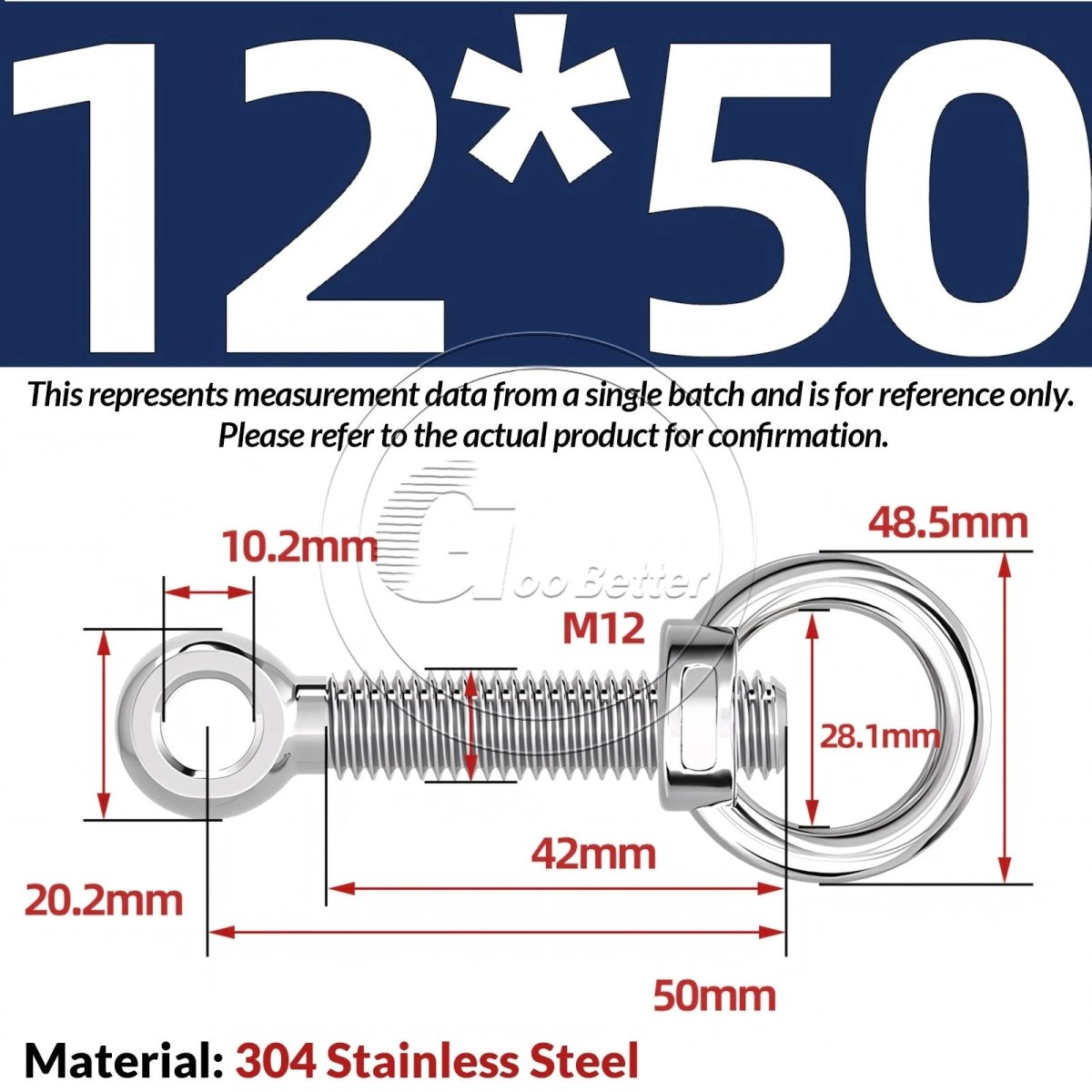 M10 M12 M14 Stainless Steel Eye Bolt & Eye Nut Set — A2 - 304, Threaded Lifting Ring - HomeDIYer