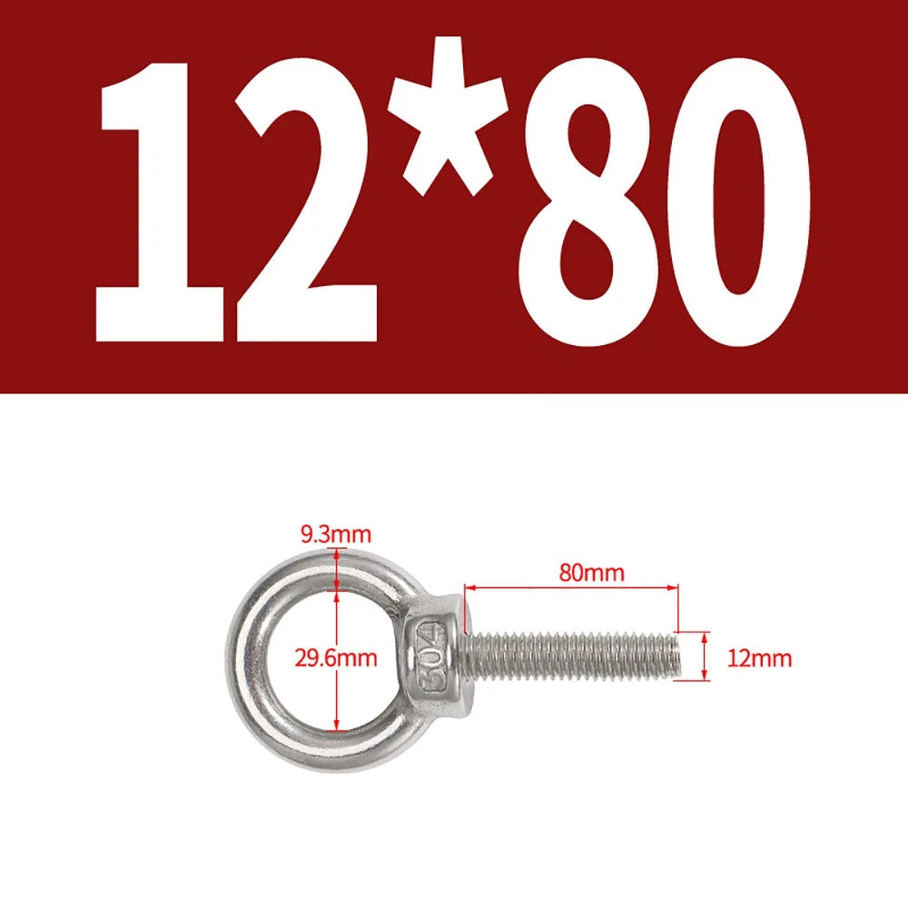 A2 Stainless Steel Eye Bolts DIN 580 — M10 M12 M14 M16 M18 M20 M24 Lifting Ring Bolt