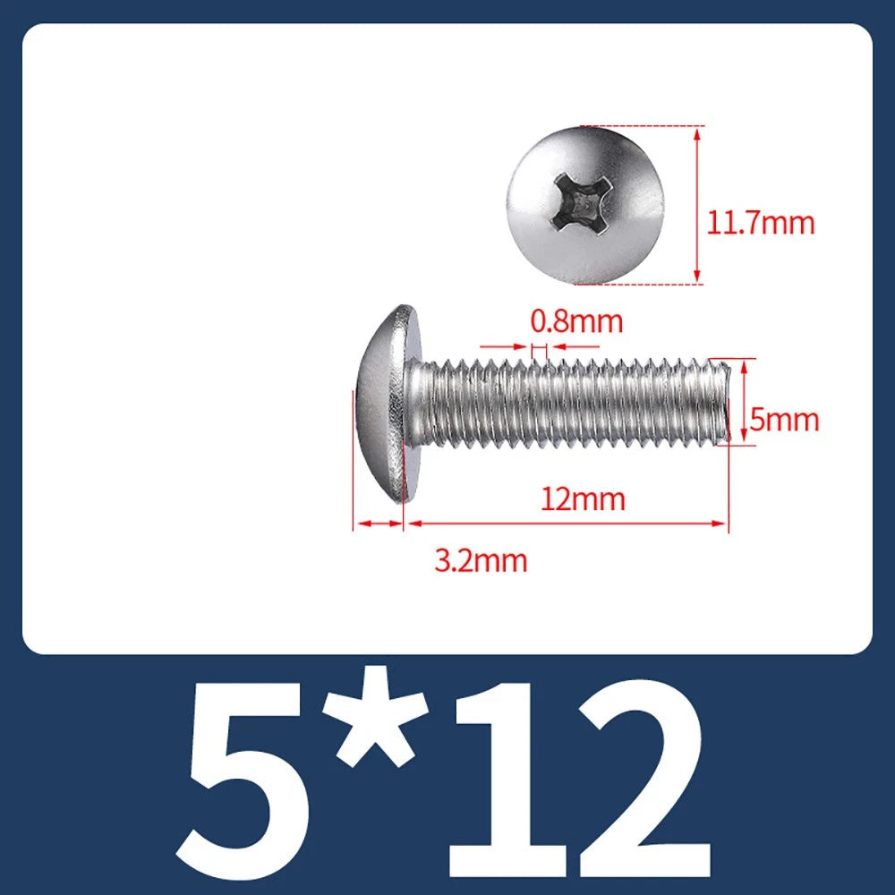 M4-M8 Phillips Truss Head Machine Screw Large Flat Head Screws Stainless Steel