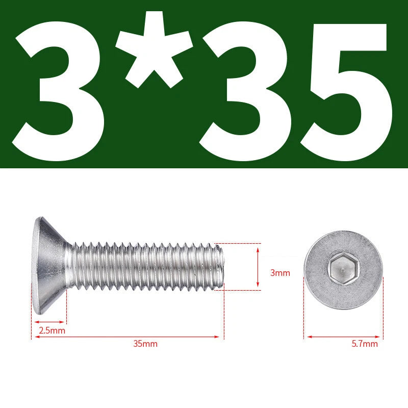 Allen Countersunk Head Screws V4A Steel Hexagon Socket Flat Head Machine Screw