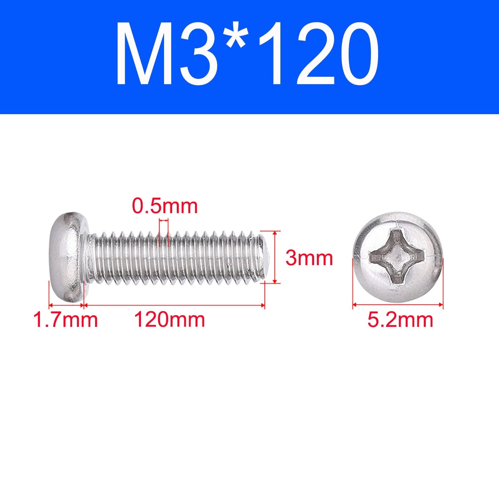 M3 M3.5 M4 M5 A2 Stainless Steel Pozi Pan Head Machine Screws DIN 7985