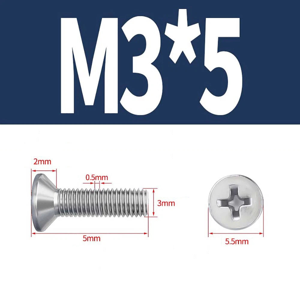M2–M8 A4 Stainless Steel Phillips Countersunk Screws – Marine Grade, DIN 965, Fully Threaded (3–100mm)