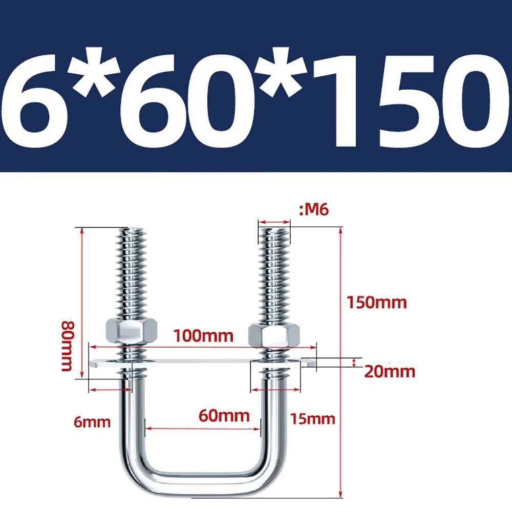 Square U - Bolts with Plate and Nuts – M6 M8 M10 M12 Zinc Plated, Trailer & Pipe Clamp Fasteners - HomeDIYer