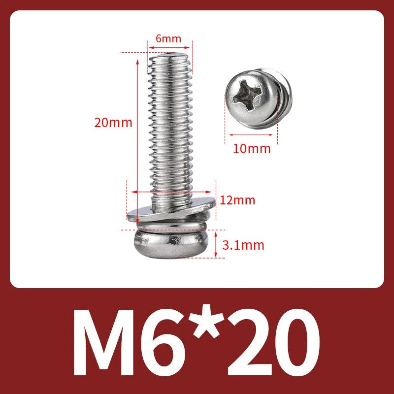 M3 M4 M5 M6 A4 Stainless Steel Bolt, Nut & Washer Set – Phillips Pan Head Marine Grade (316)