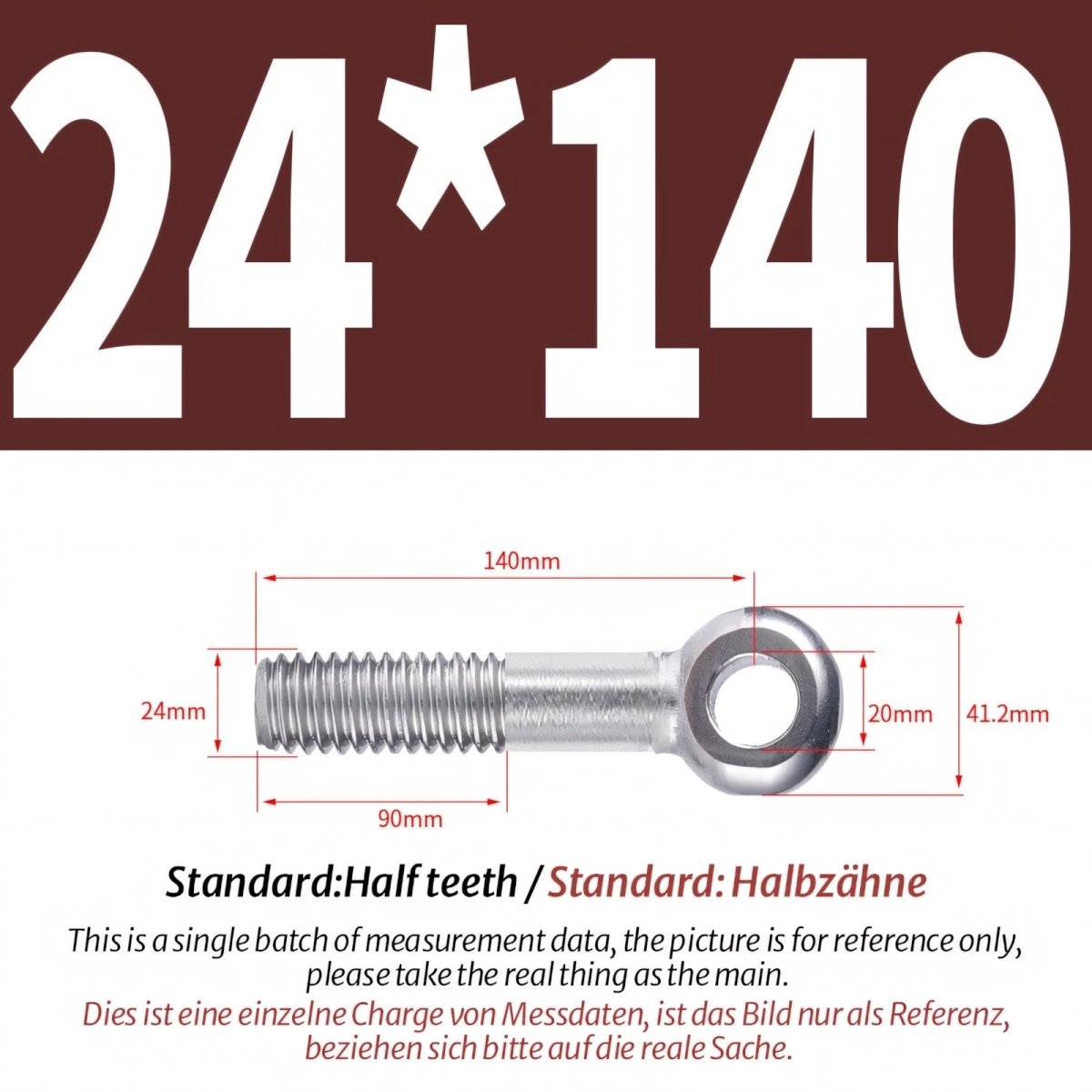 M20/M24 Stainless Steel A2 Eye Bolts – Threaded Ring for Catenary Wire & Hanging - HomeDIYer