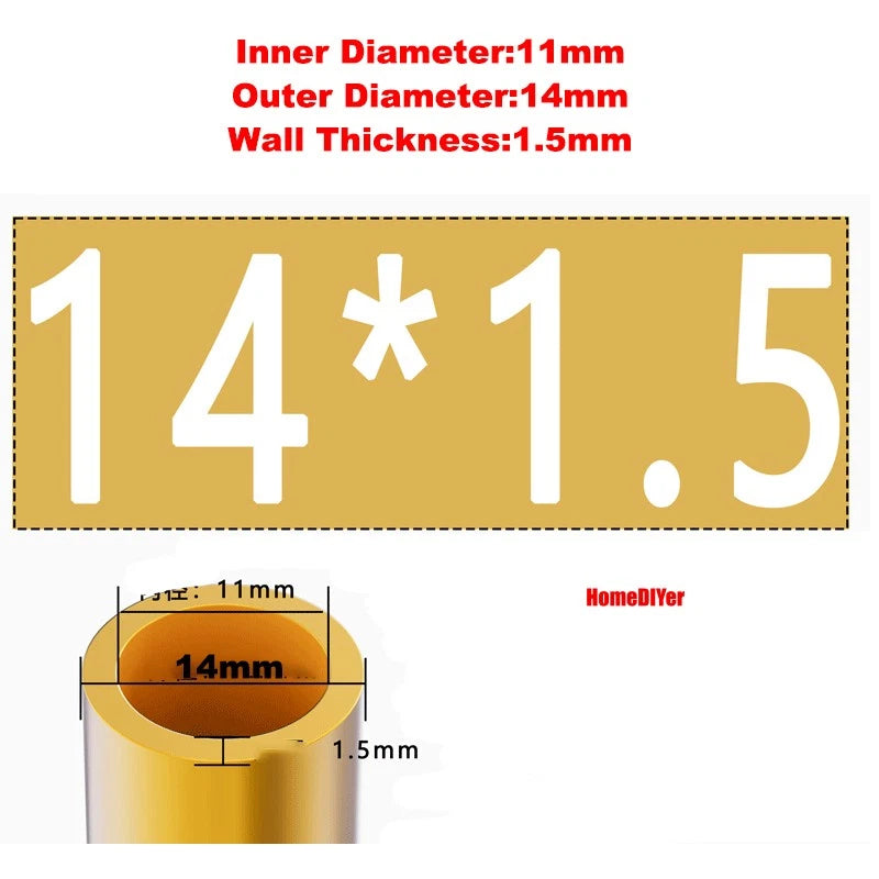 H62 Brass Round Tube — OD 2mm–100mm, Wall 0.5mm–4mm, 200mm Length