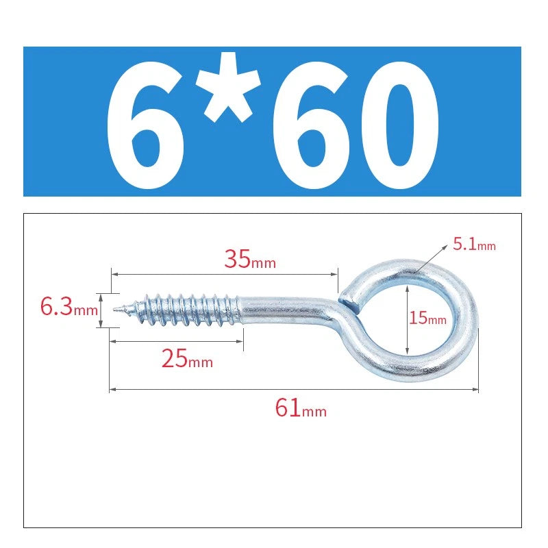 Screw-In Hooks & Eye Hooks — Galvanized, Nickel, Copper & Stainless, 1.1mm–8.6mm