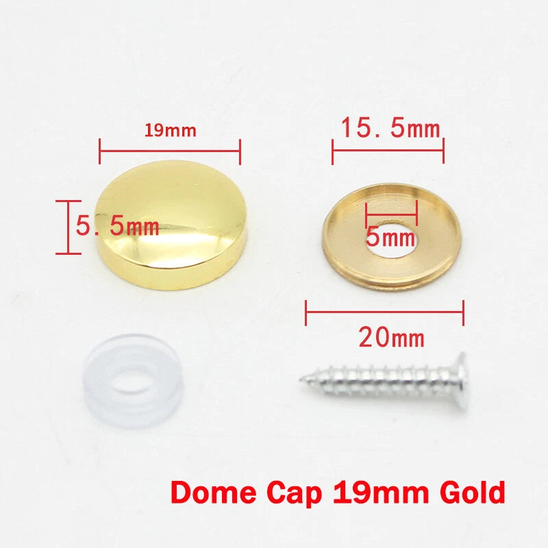 Mirror Screws Cap – Brass Chrome Decorative Cover Caps (10mm to 25mm) for Glass & Furniture – Silver/Gold