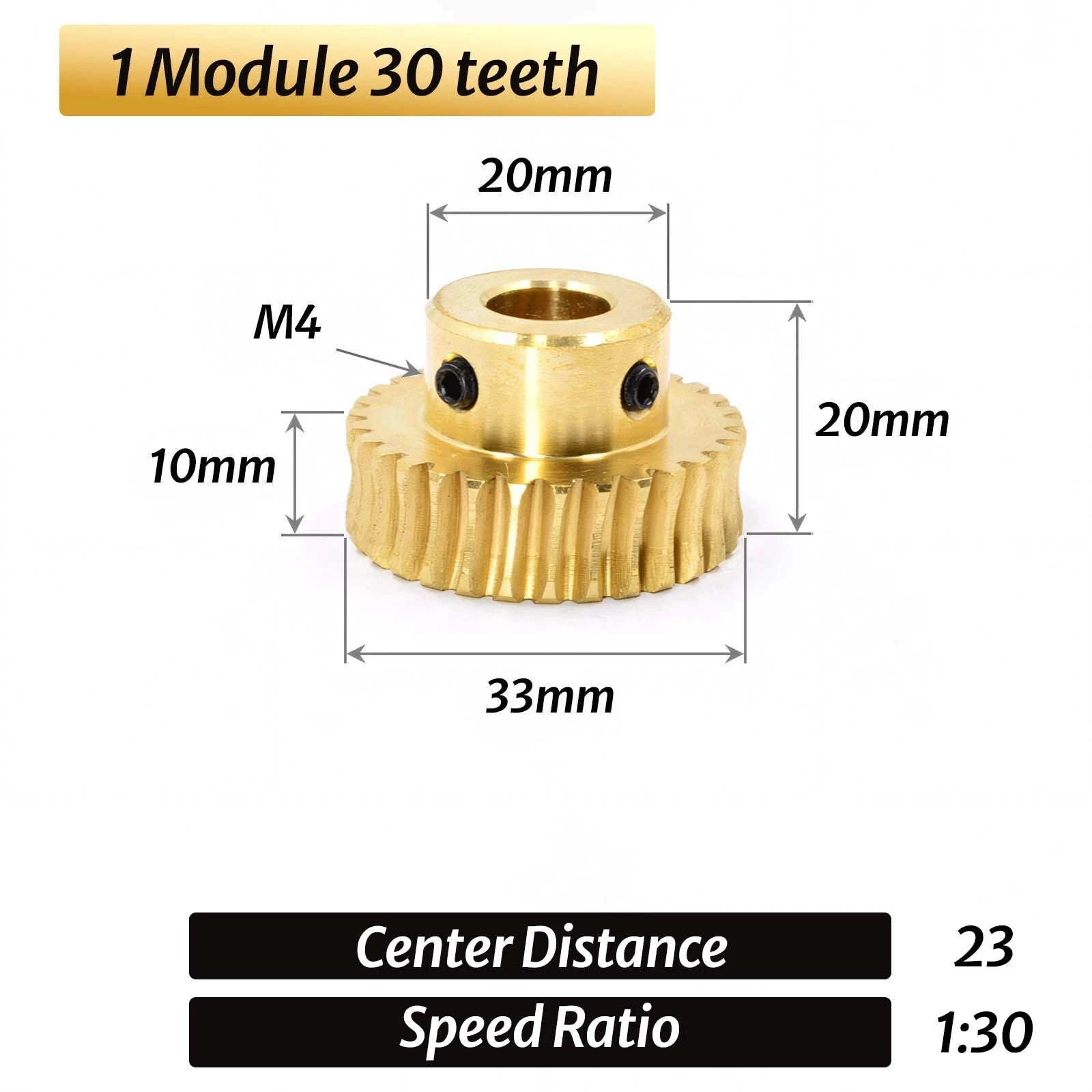 0.5/0.8/1/1.5 Module 20T to 60T Gear Copper Worm Wheel Gear & Worm Gear Shaft