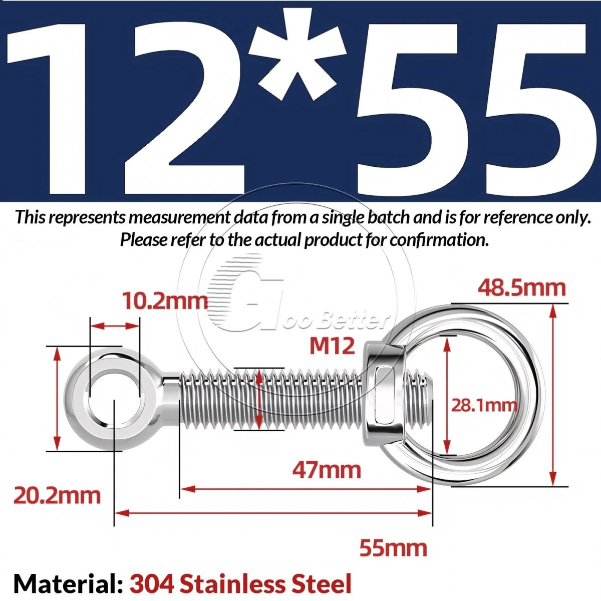 M10 M12 M14 Stainless Steel Eye Bolt & Eye Nut Set — A2 - 304, Threaded Lifting Ring - HomeDIYer