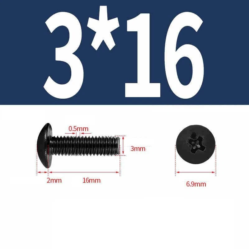 Phillips Pan Head Machine Screws — Nickel Plating & Black Zinc, M2–M6, 10 or 25 Pcs