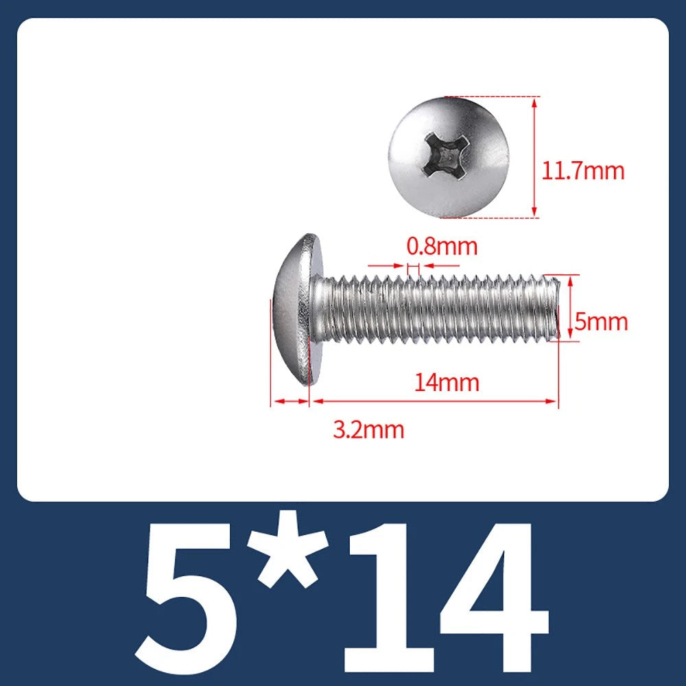 M4-M8 Phillips Truss Head Machine Screw Large Flat Head Screws Stainless Steel