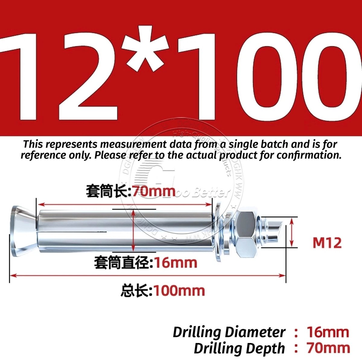 Concrete Expansion Anchor Bolts M6–M20, Extra Long Masonry Wall Screws – Iron Blue White Zinc / Iron - colour Zinc - HomeDIYer