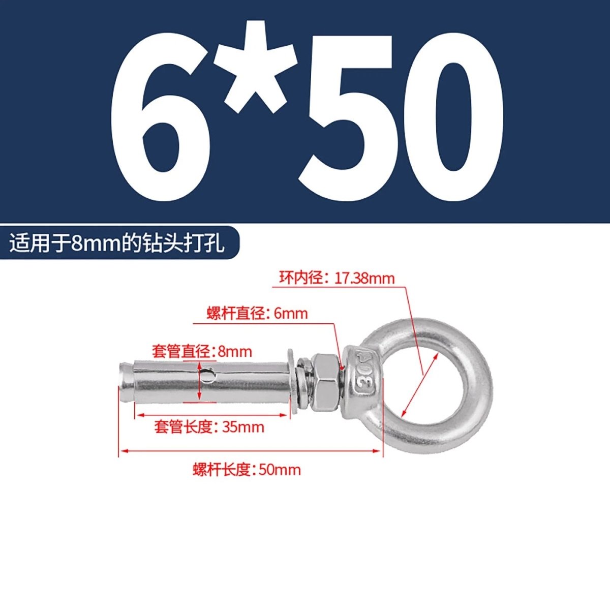Heavy Duty Eye Bolt Shield Anchor Expansion Bolts — Closed Hook, Eye & Triangular Head - HomeDIYer