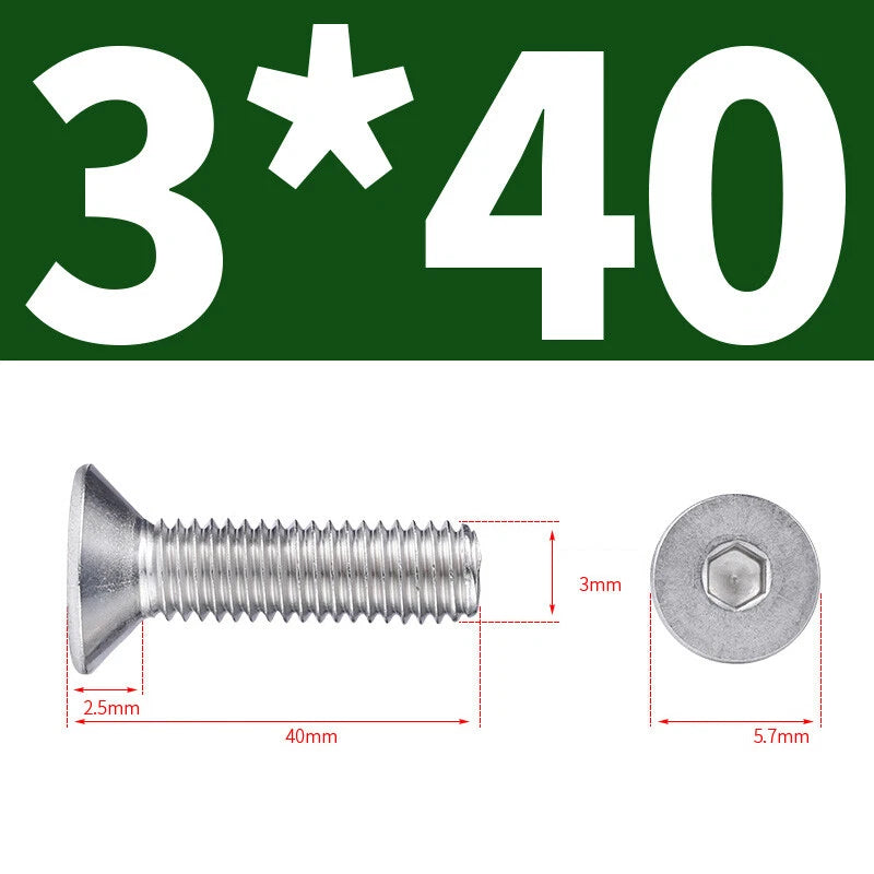 Allen Countersunk Head Screws V4A Steel Hexagon Socket Flat Head Machine Screw