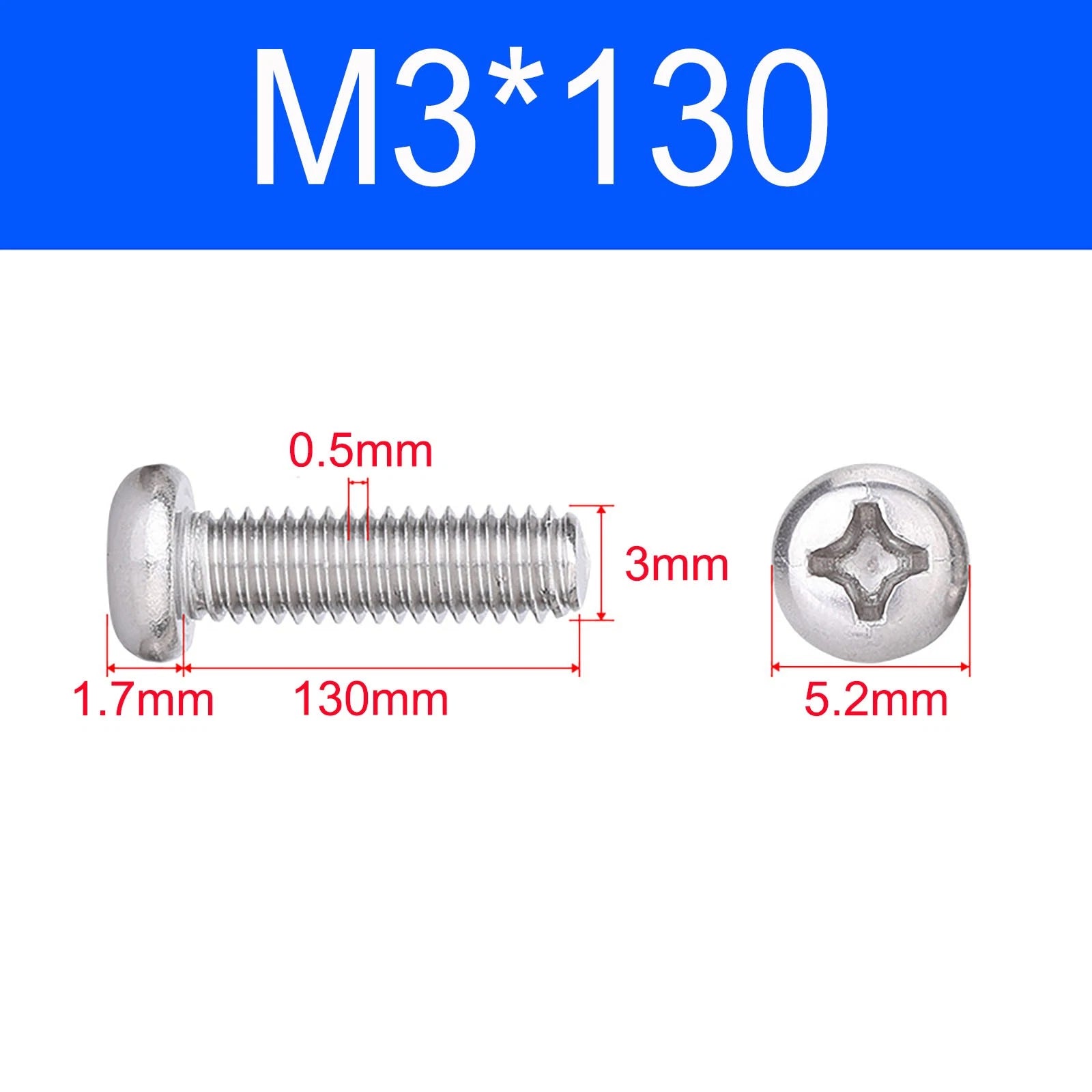 M3 M3.5 M4 M5 A2 Stainless Steel Pozi Pan Head Machine Screws DIN 7985