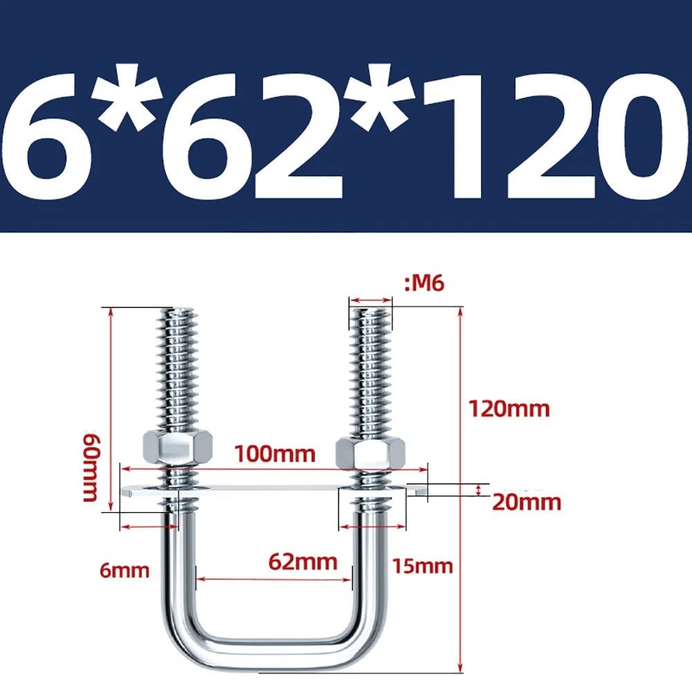 Square U - Bolts with Plate and Nuts – M6 M8 M10 M12 Zinc Plated, Trailer & Pipe Clamp Fasteners - HomeDIYer