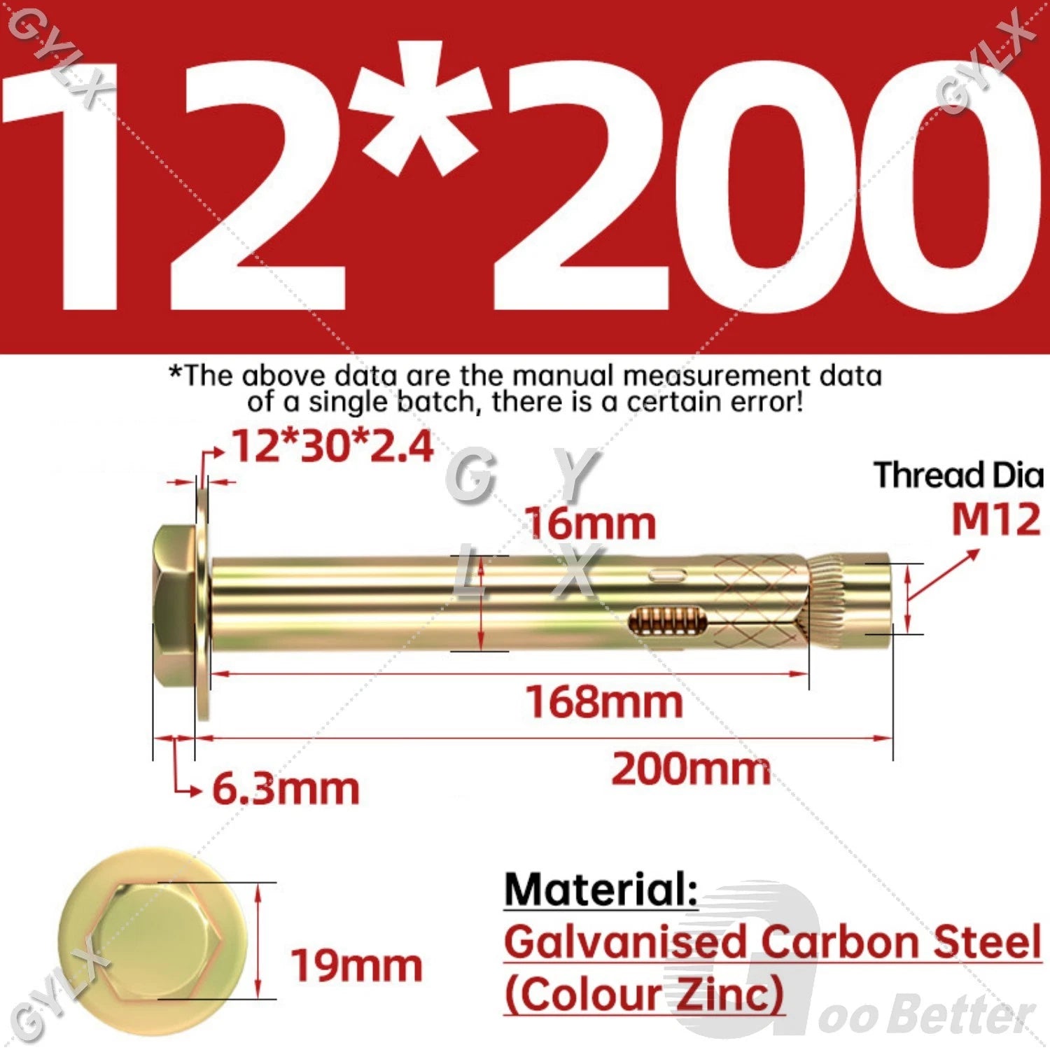 Sleeve Anchor Expansion Bolts for Masonry – Zinc Plated | M6 M8 M10 M12 M16