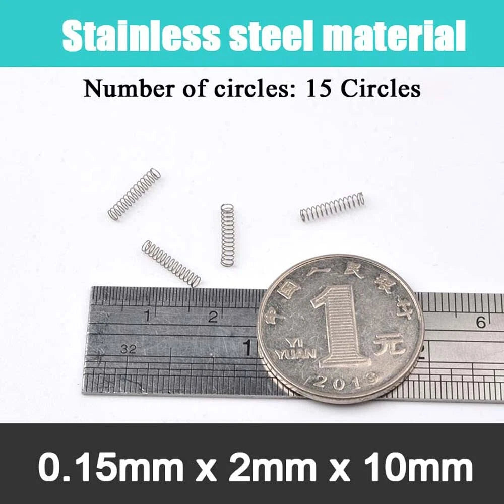 10Pcs 0.15mm WireDia 304 Stainles Steel Compression Spring Pressure Small Spring