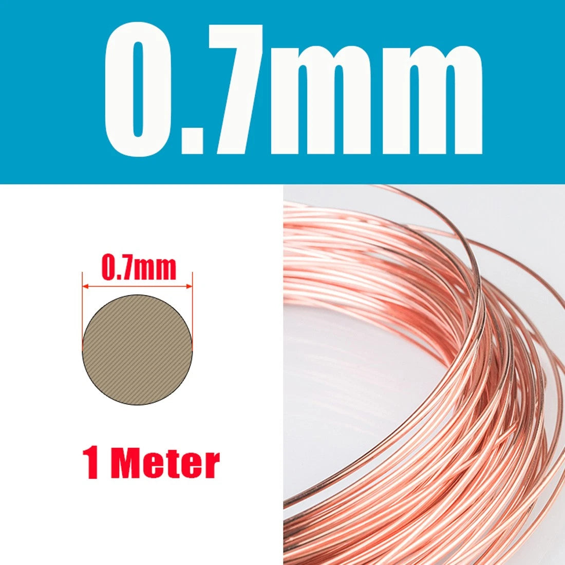 1M Round Copper Wire Solid 0.2-4.5mm Bendable Metal Wire Jewellery Craft Making