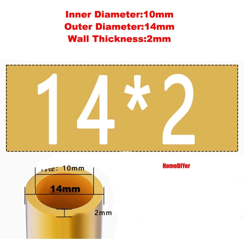 H62 Brass Round Tube — OD 2mm–100mm, Wall 0.5mm–4mm, 200mm Length